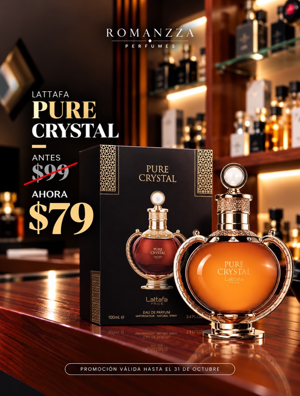 Promoción Lattafa Pure Crystal: antes $99, ahora $79